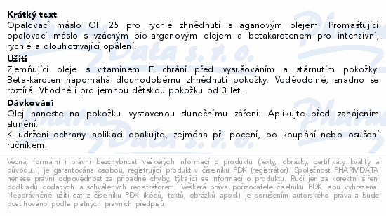 VIVACOsun opalovací máslo argan.olej SPF25 200ml