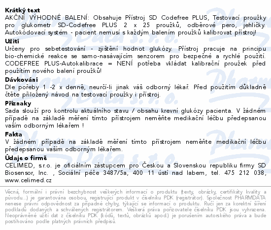 Glukometr SD-Codefree PLUS AKCE+50 proužků navíc