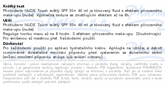 BIODERMA Photoderm NUDE Touch světlý SPF 50+ 40ml