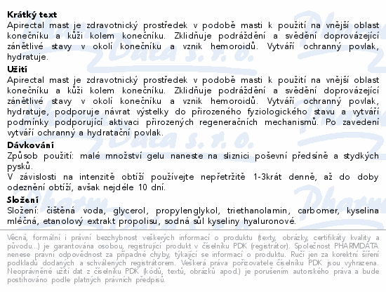 Apirectal Mast s kys.hyaluronovou a propolisem 20g