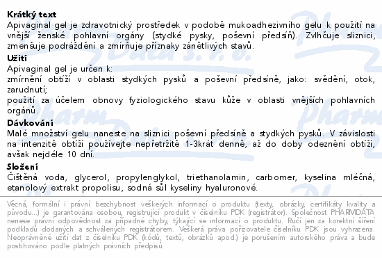 Apivaginal Gel s kys.hyaluronovou a propolisem 20g