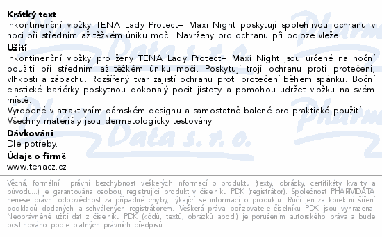 TENA Lady Protect+ Maxi Night ink.vlož. 6ks 760984