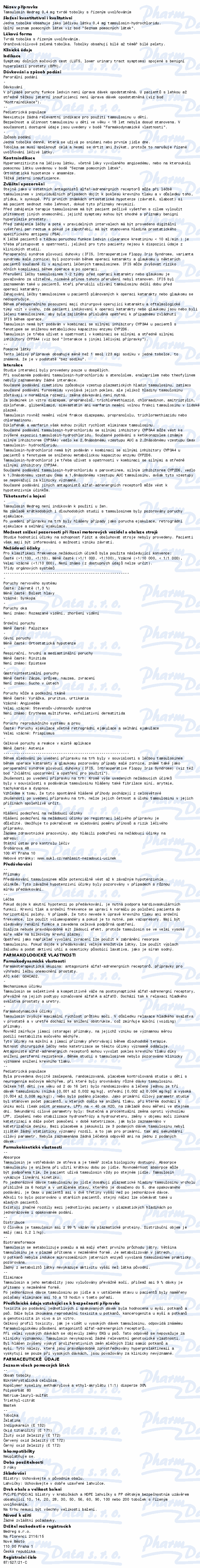 Tamsulosin Medreg 0.4mg cps.dur.mrl.100