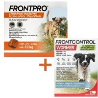 Frontpro 28.3mg 4-10kg 3 žvýkací tablety + Frontcontrol Wormer pro psy 2 tablety
