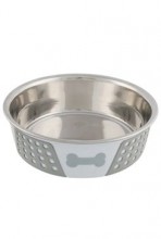 Miska nerez se silikonovým pláštěm bílošedá 1,4l 21cm Trixie