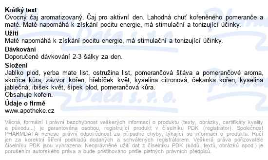 Apotheke Aktivní Den čaj 20x2g - popis