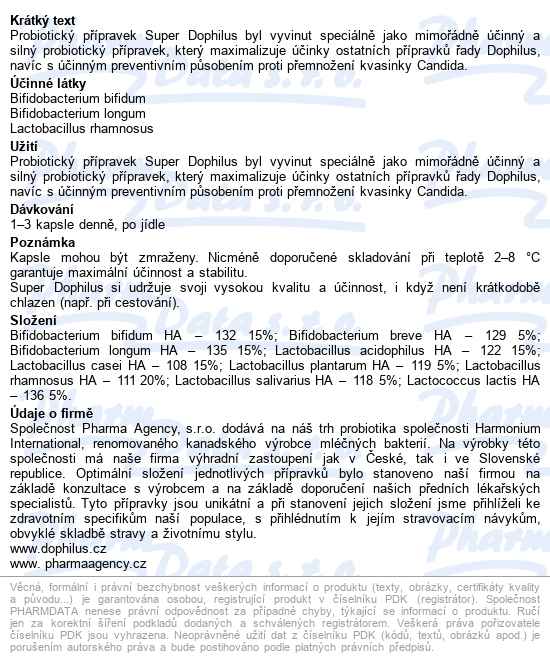 Super Dophilus Tobolek 30 - popis
