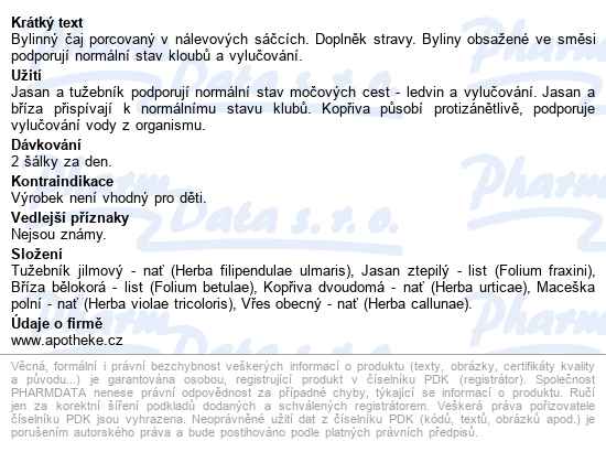 Apotheke Arthrotea Očista Kloubů čaj 20x1.5g - popis