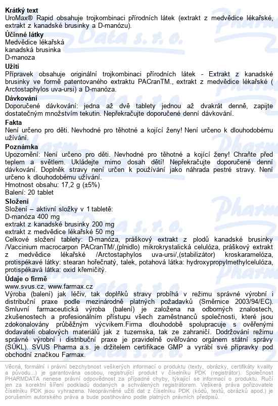 Uromax Rapid Tbl.10+10 Zdarma - popis