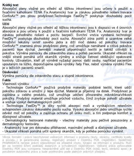 Tena Comfort Plus pleny absorpční,1500ml,46ks - popis