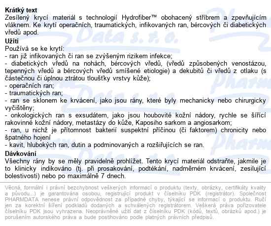 Aquacel Ag+ Extra 10x10 cm, krytí s technologií hydrofiber a se stří - popis