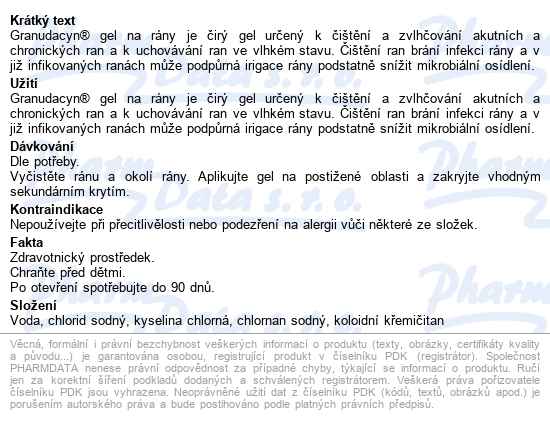 Granudacyn Wound Gel 50g, antiseptický gel na rány, s aplikátorem - popis