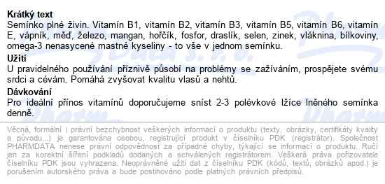 Allnature Lněné Semínko Hnědé 1000g - popis
