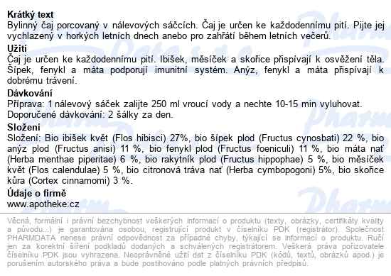 Apotheke Bio Letní Pohoda S Měsíčkem čaj 20x2g - popis