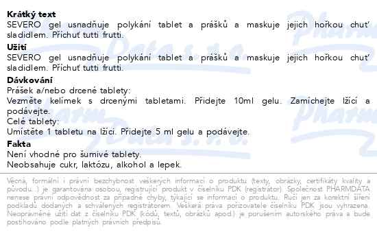 Severo Gel gro snadné polykání tutti frutti 150 ml - popis