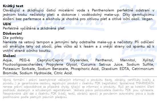 Dermacol Sensitive Micelární voda 400 ml - popis