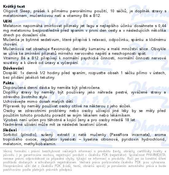 Oligovit Sleep 10x2g Galenika - popis