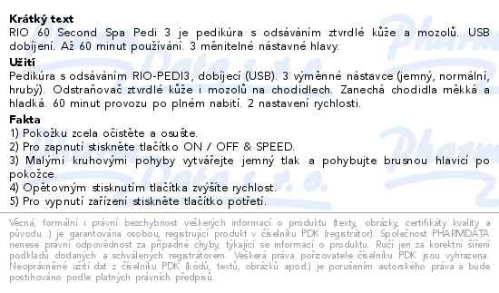 60ti vteřinová SPA pedikúra Rio-PEDI3 - popis