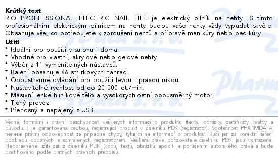Elektrický pilník na nehty Rio-Naef - popis