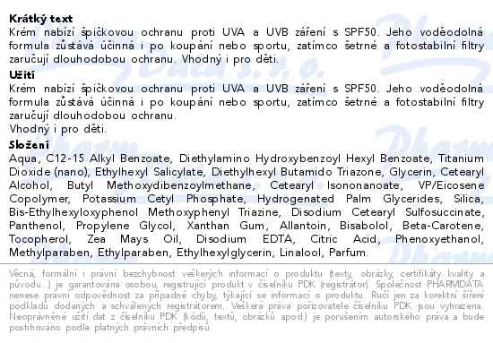 Dermacol Opalovácí krém voděodolný SPF50 50ml - popis